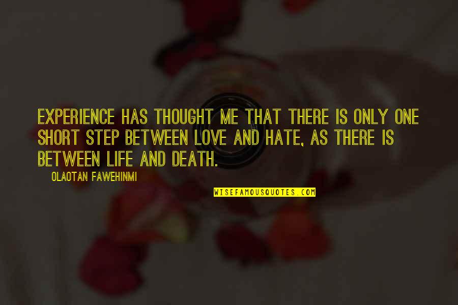 Death And Hate Quotes By Olaotan Fawehinmi: Experience has thought me that there is only