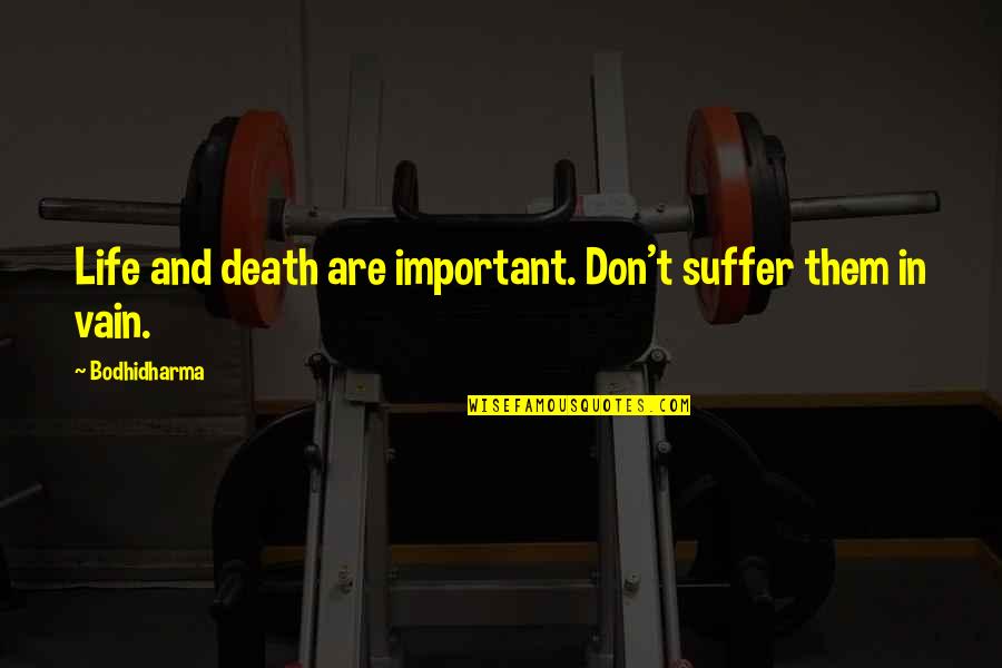 Death And Life Quotes By Bodhidharma: Life and death are important. Don't suffer them