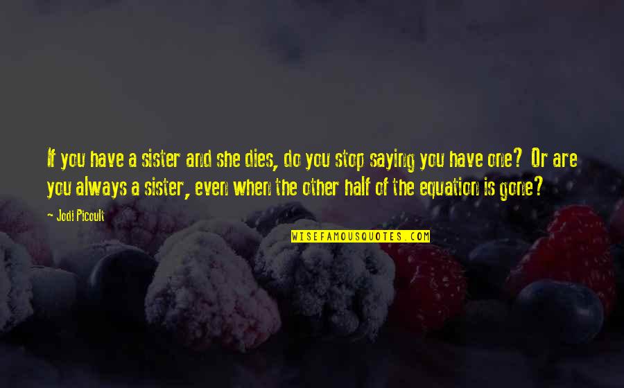 Death And Loss Quotes By Jodi Picoult: If you have a sister and she dies,