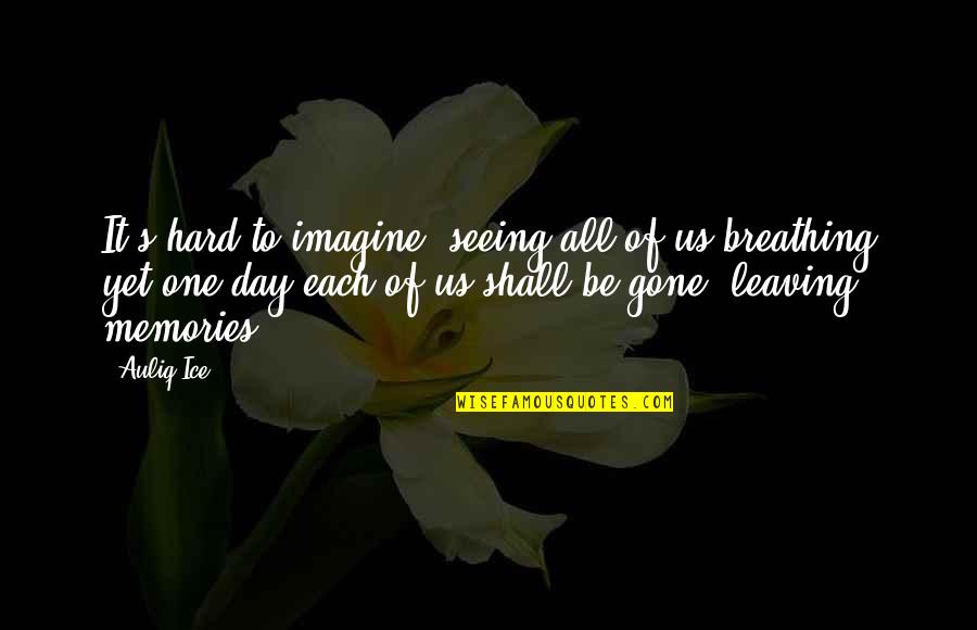 Death And Memories Quotes By Auliq Ice: It's hard to imagine, seeing all of us