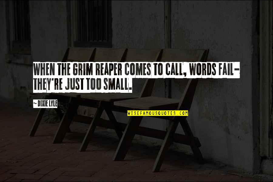 Death And Mourning Quotes By Dixie Lyle: When the Grim Reaper comes to call, words