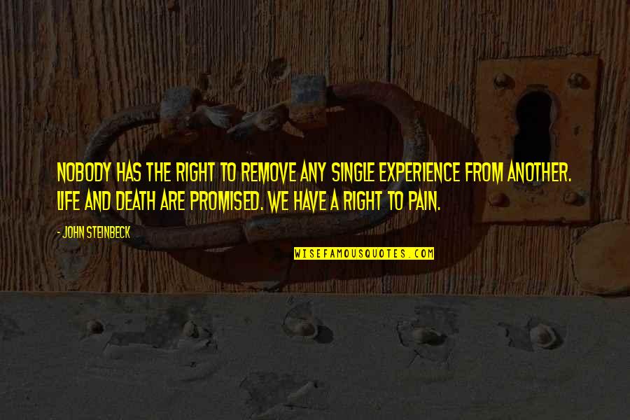 Death And Pain Quotes By John Steinbeck: Nobody has the right to remove any single