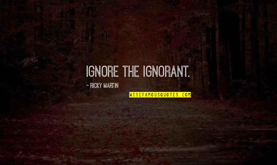 Death And Politics Quotes By Ricky Martin: Ignore the ignorant.