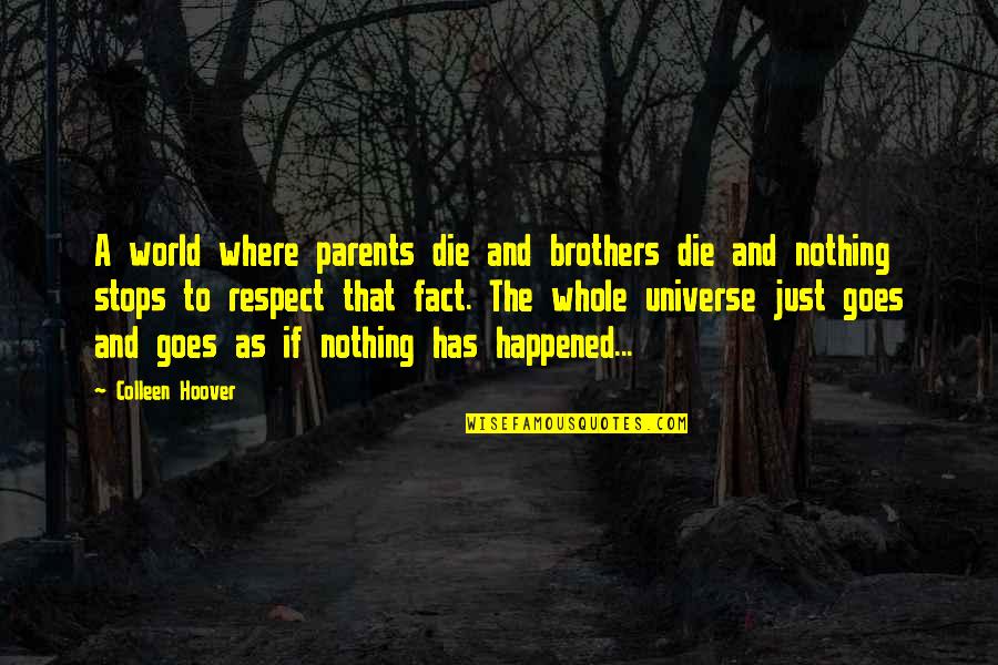 Death And The Universe Quotes By Colleen Hoover: A world where parents die and brothers die