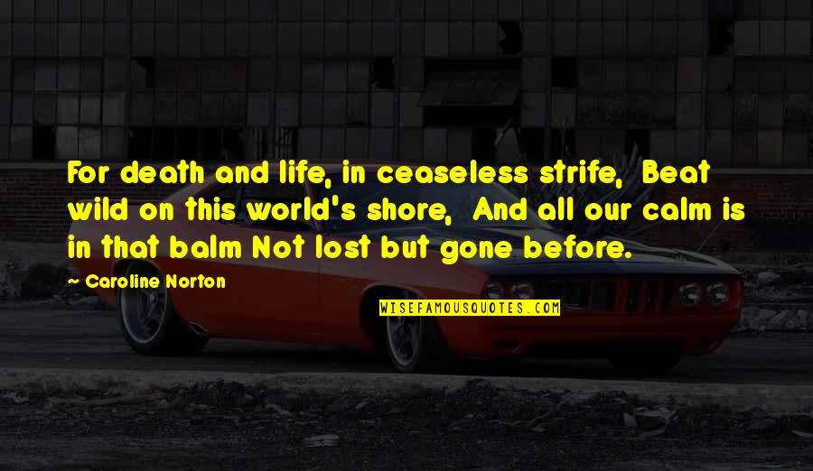 Death Before Life Quotes By Caroline Norton: For death and life, in ceaseless strife, Beat