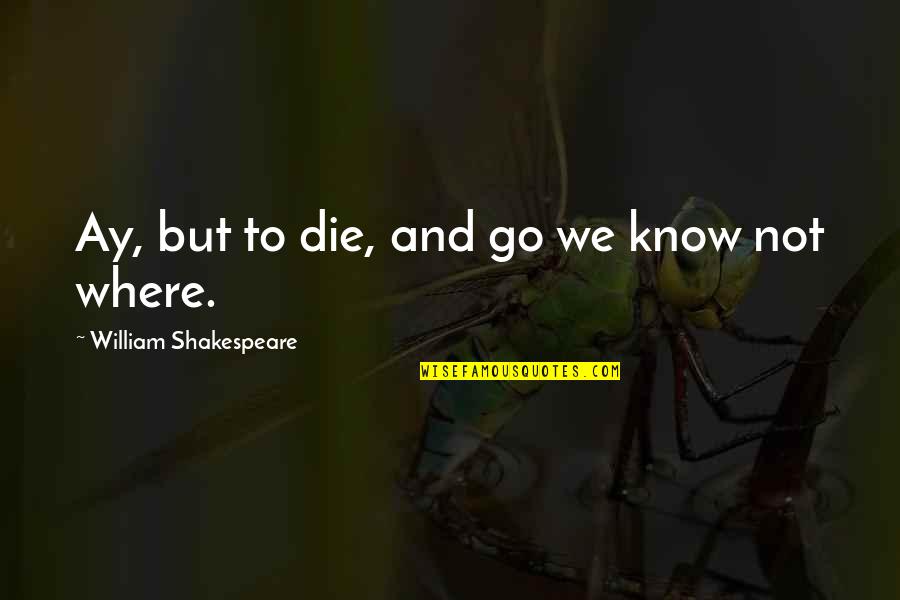 Death By Shakespeare Quotes By William Shakespeare: Ay, but to die, and go we know