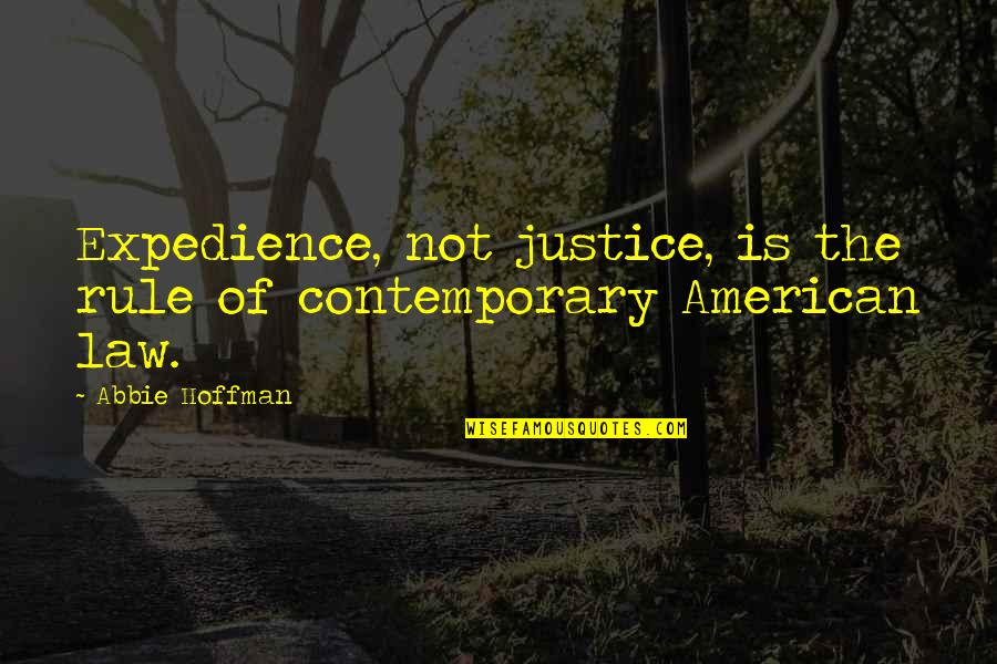 Death Certainty Quotes By Abbie Hoffman: Expedience, not justice, is the rule of contemporary