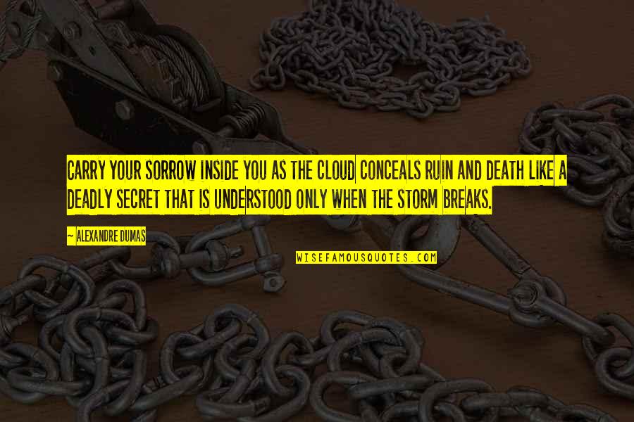 Death Cloud Quotes By Alexandre Dumas: Carry your sorrow inside you as the cloud Death Cloud Quotes By Alexandre Dumas: Carry your sorrow inside you as the cloud
