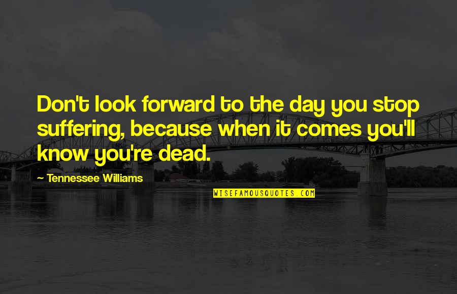 Death Comes Quotes By Tennessee Williams: Don't look forward to the day you stop