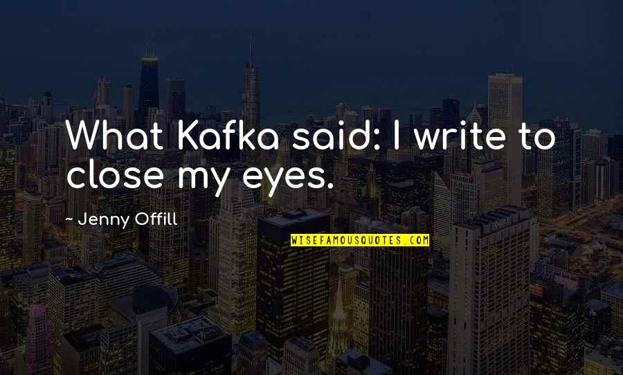 Death Cremation Quotes By Jenny Offill: What Kafka said: I write to close my