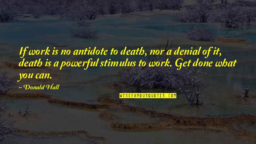 Death Denial Quotes By Donald Hall: If work is no antidote to death, nor