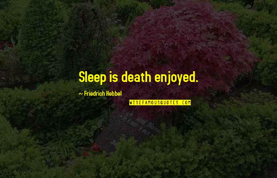 Death From Literature Quotes By Friedrich Hebbel: Sleep is death enjoyed.
