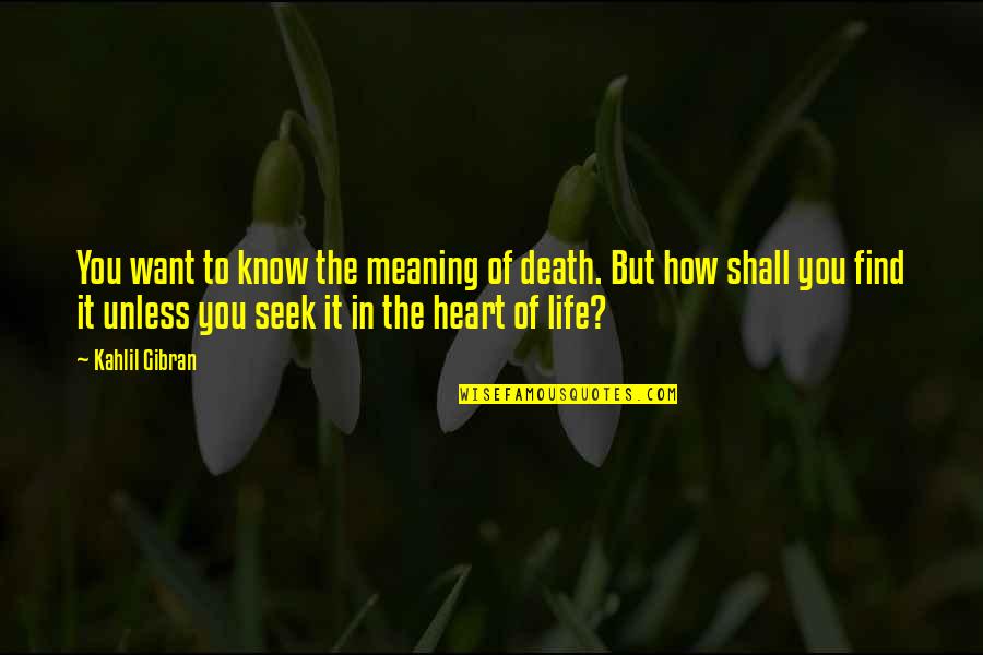 Death Gibran Quotes By Kahlil Gibran: You want to know the meaning of death.