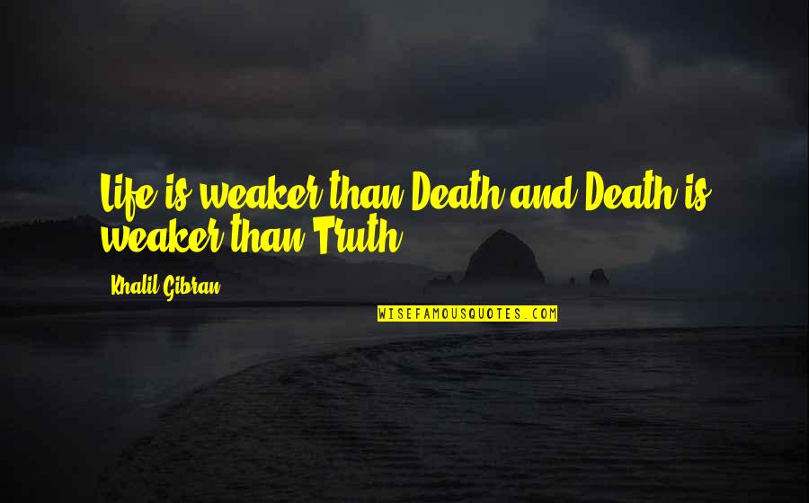 Death Gibran Quotes By Khalil Gibran: Life is weaker than Death and Death is