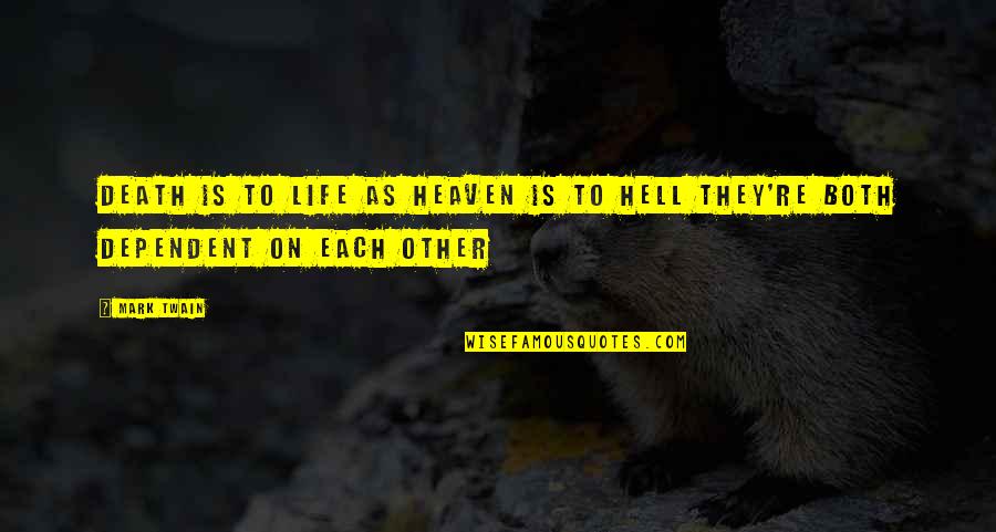 Death Hell Quotes By Mark Twain: Death is to life as heaven is to