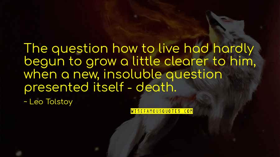 Death How Quotes By Leo Tolstoy: The question how to live had hardly begun Death How Quotes By Leo Tolstoy: The question how to live had hardly begun