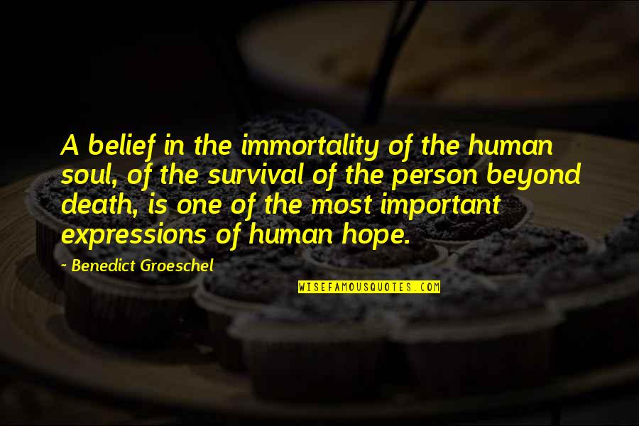 Death Of A Person Quotes By Benedict Groeschel: A belief in the immortality of the human