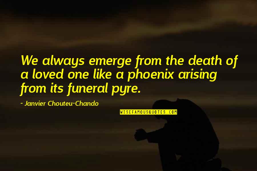 Death Of Family Quotes By Janvier Chouteu-Chando: We always emerge from the death of a