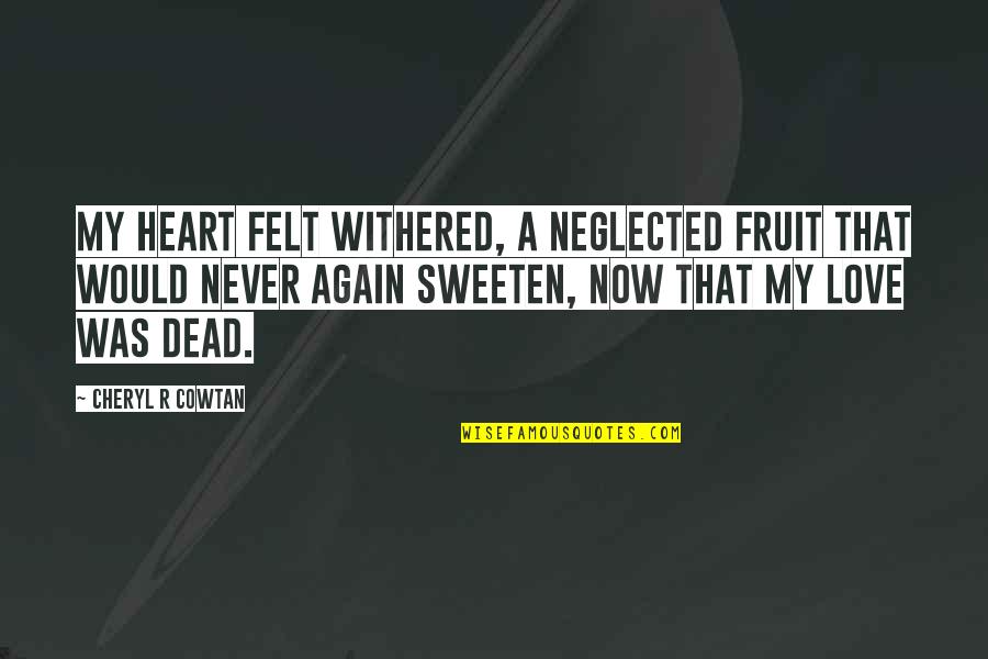 Death Of Loved One Quotes By Cheryl R Cowtan: My heart felt withered, a neglected fruit that Death Of Loved One Quotes By Cheryl R Cowtan: My heart felt withered, a neglected fruit that