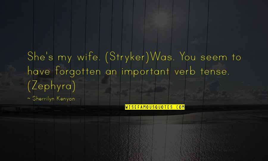 Death Of Soulmate Quotes By Sherrilyn Kenyon: She's my wife. (Stryker)Was. You seem to have