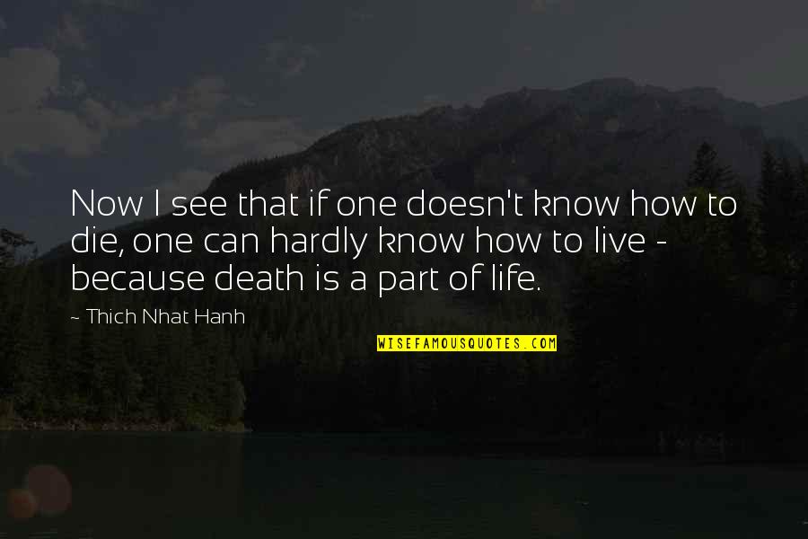 Death Part Of Life Quotes By Thich Nhat Hanh: Now I see that if one doesn't know