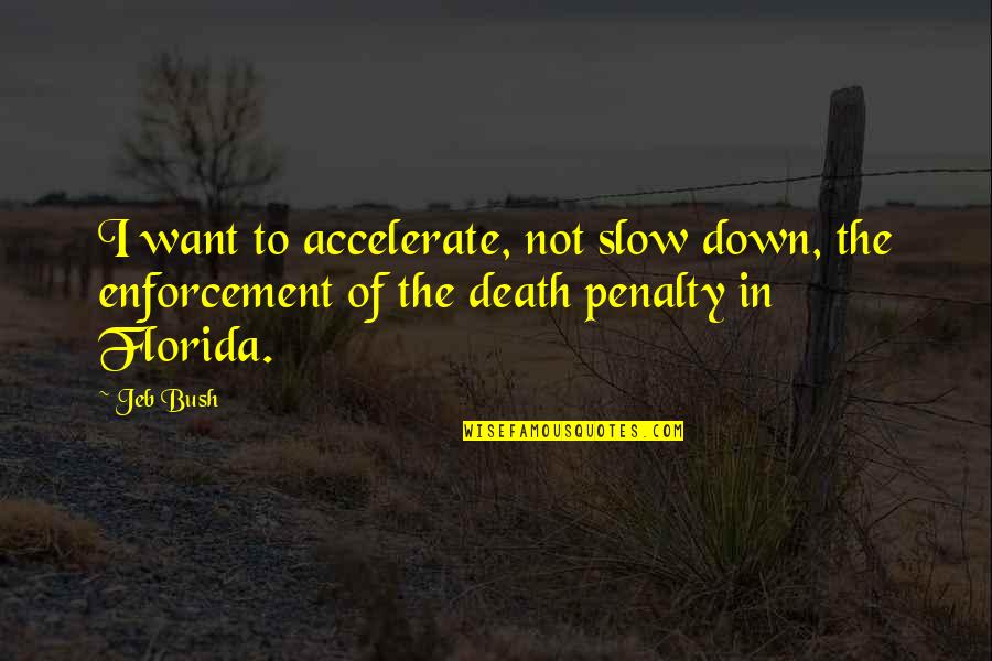 Death Penalty Con Quotes By Jeb Bush: I want to accelerate, not slow down, the
