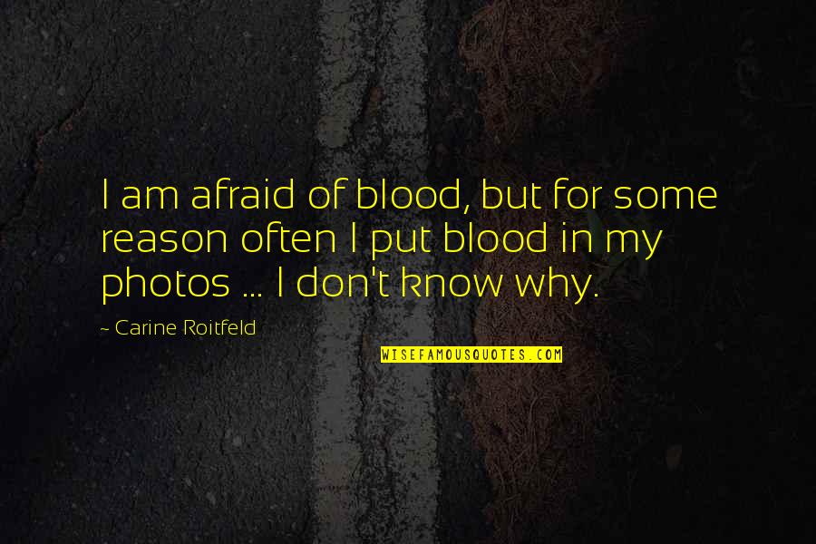 Death Phrases Quotes By Carine Roitfeld: I am afraid of blood, but for some