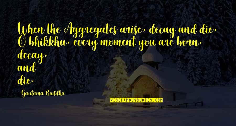 Death Quotes Quotes By Gautama Buddha: When the Aggregates arise, decay and die, O