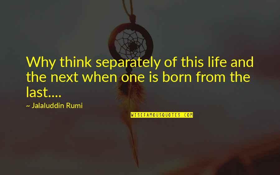 Death Rumi Quotes By Jalaluddin Rumi: Why think separately of this life and the