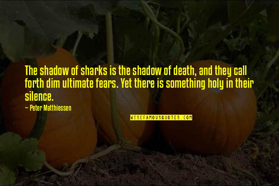 Death The Quotes By Peter Matthiessen: The shadow of sharks is the shadow of
