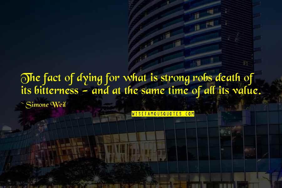 Death Time Quotes By Simone Weil: The fact of dying for what is strong