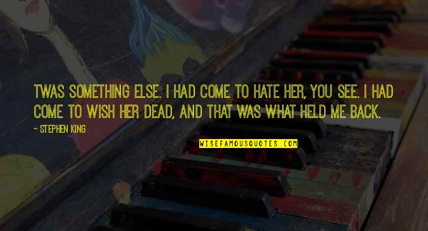 Death Wish Quotes By Stephen King: Twas something else. I had come to hate