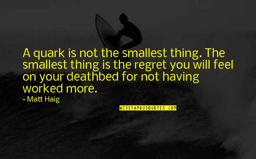 Deathbed Quotes By Matt Haig: A quark is not the smallest thing. The
