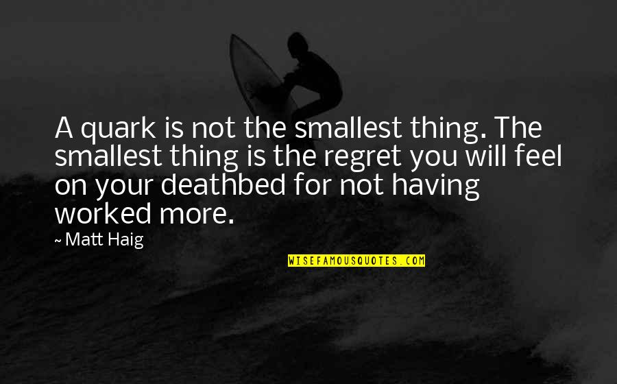 Deathbed Regret Quotes By Matt Haig: A quark is not the smallest thing. The