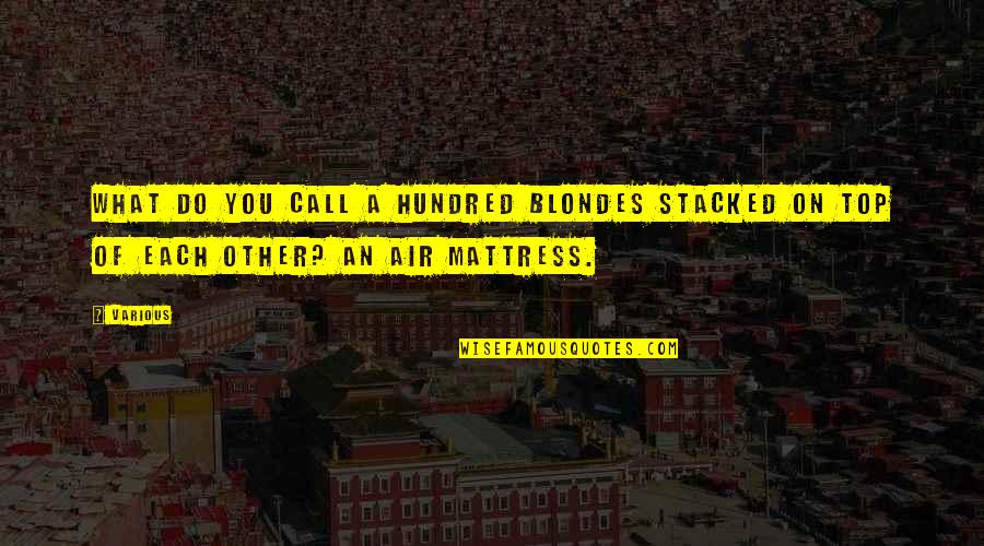 Debarshi Bhattacharya Quotes By Various: What do you call a hundred blondes stacked