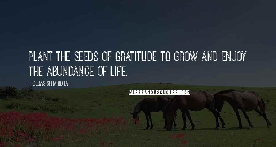 Debasish Mridha quotes: Plant the seeds of gratitude to grow and enjoy the abundance of life.