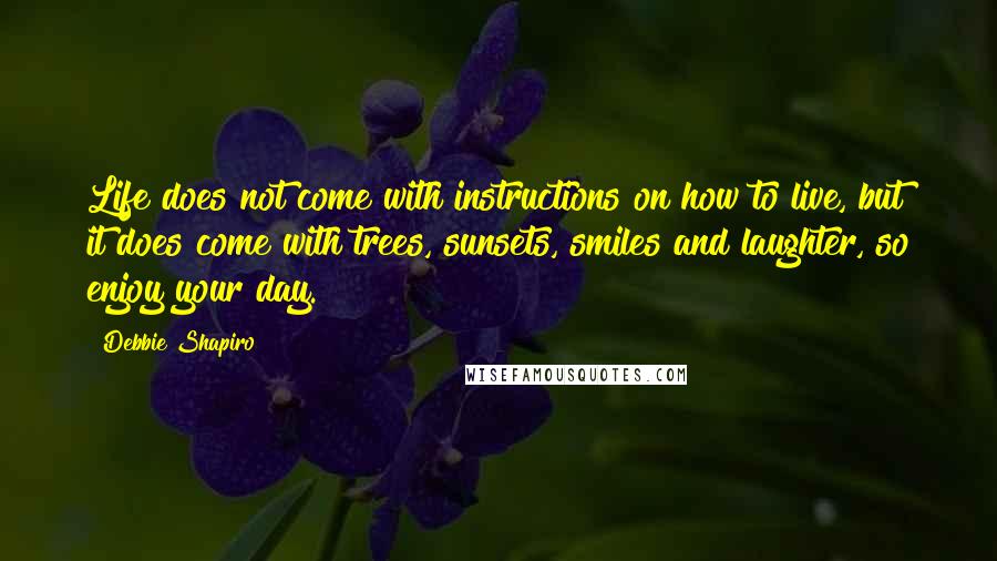 Debbie Shapiro quotes: Life does not come with instructions on how to live, but it does come with trees, sunsets, smiles and laughter, so enjoy your day.