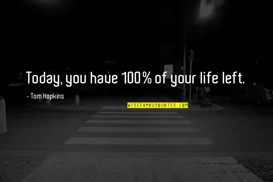 Debeers Quotes By Tom Hopkins: Today, you have 100% of your life left.
