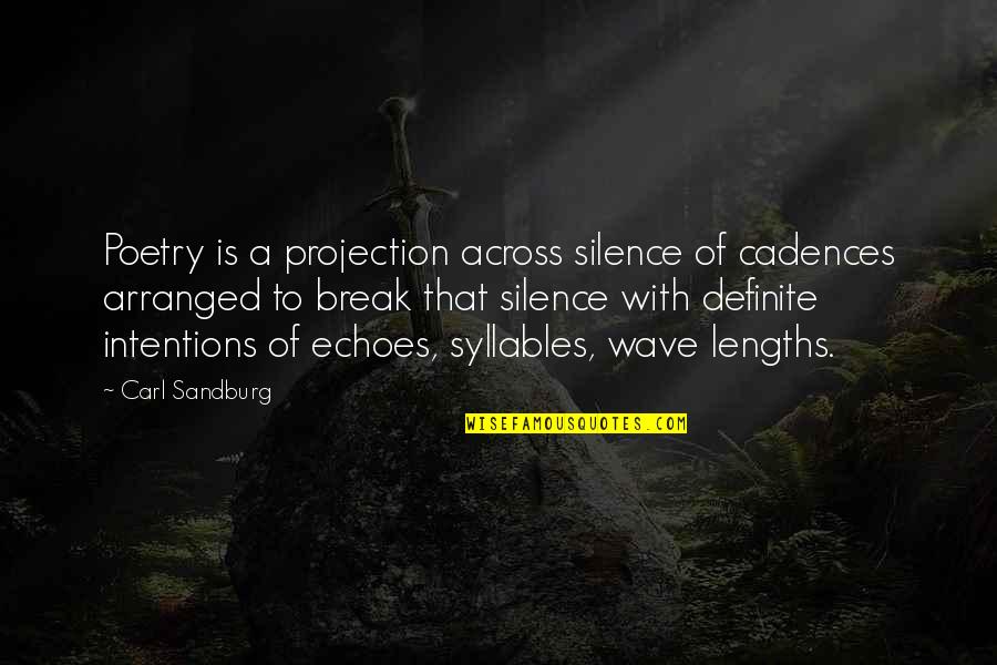 Deberard Stuart Quotes By Carl Sandburg: Poetry is a projection across silence of cadences