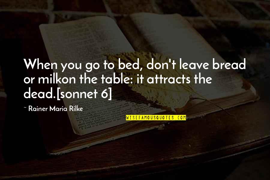 Debit Cards Quotes By Rainer Maria Rilke: When you go to bed, don't leave bread