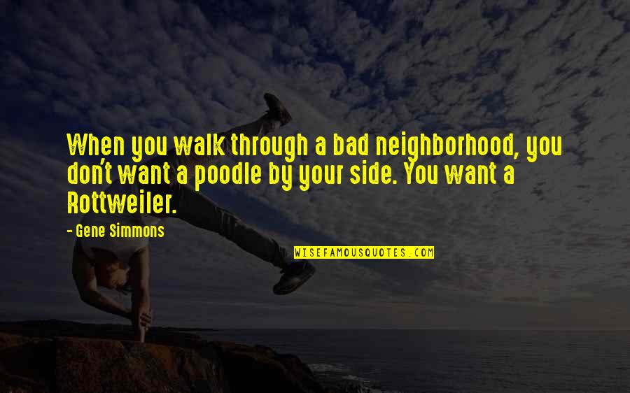 Deboisblanc Md Quotes By Gene Simmons: When you walk through a bad neighborhood, you