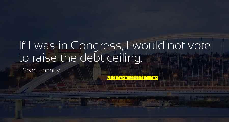 Debt Ceiling Quotes By Sean Hannity: If I was in Congress, I would not