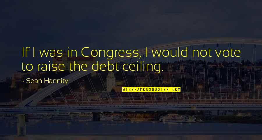 Debt Quotes By Sean Hannity: If I was in Congress, I would not