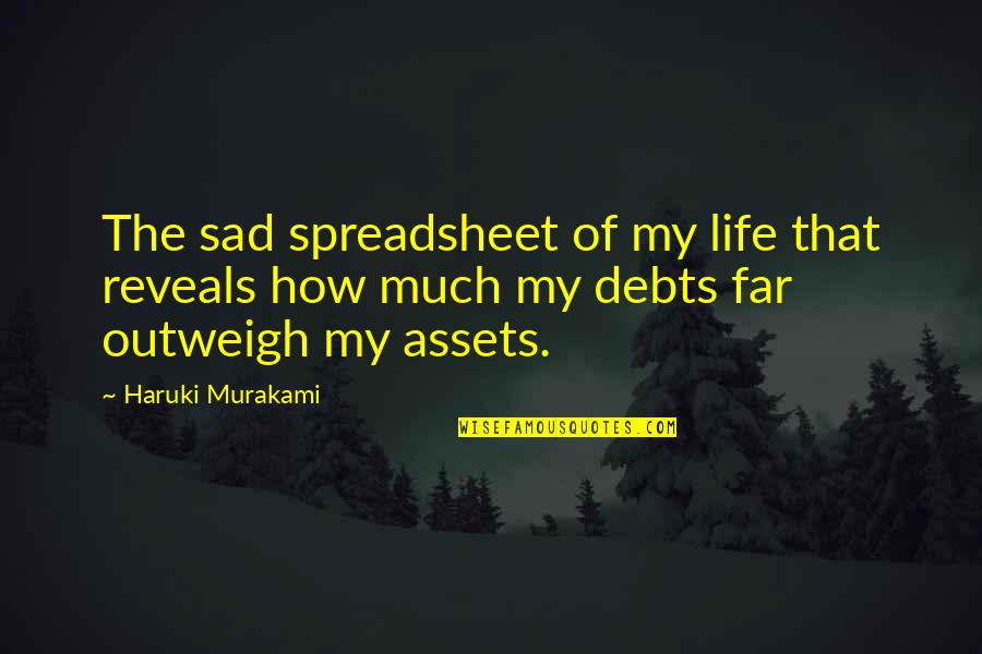 Debts Quotes By Haruki Murakami: The sad spreadsheet of my life that reveals