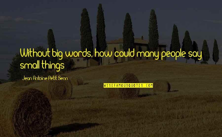 Deburring Equipment Quotes By Jean Antoine Petit-Senn: Without big words, how could many people say