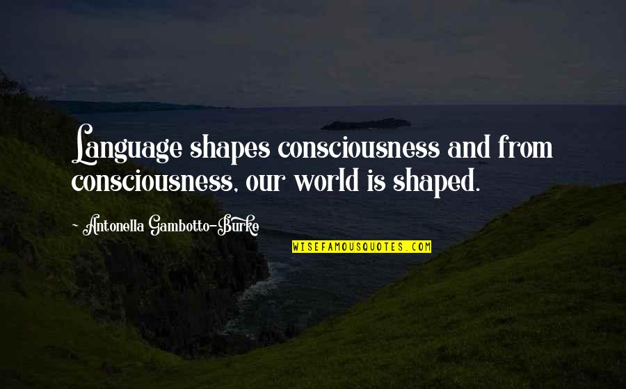 Decanters Wine Quotes By Antonella Gambotto-Burke: Language shapes consciousness and from consciousness, our world