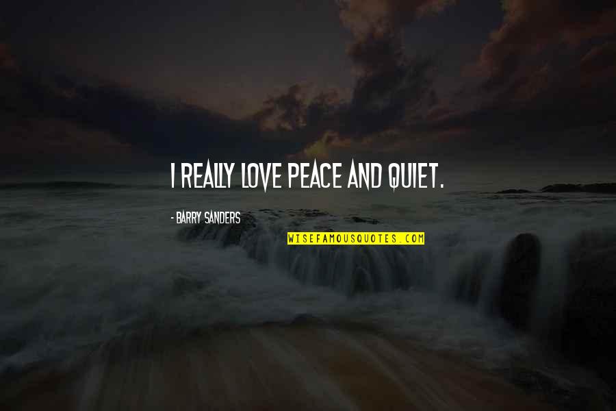 Decarlo Bennett Quotes By Barry Sanders: I really love peace and quiet. Decarlo Bennett Quotes By Barry Sanders: I really love peace and quiet.