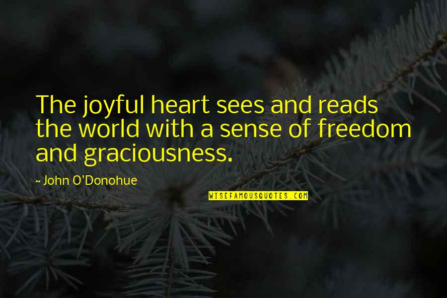Decartes Quotes By John O'Donohue: The joyful heart sees and reads the world