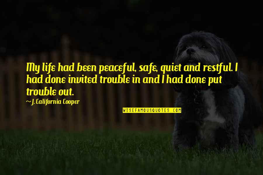 Deceitful Family Members Quotes By J. California Cooper: My life had been peaceful, safe, quiet and Deceitful Family Members Quotes By J. California Cooper: My life had been peaceful, safe, quiet and