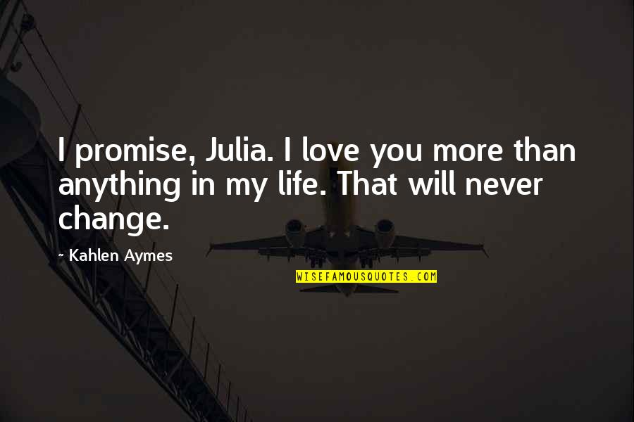 Decent Attitude Quotes By Kahlen Aymes: I promise, Julia. I love you more than